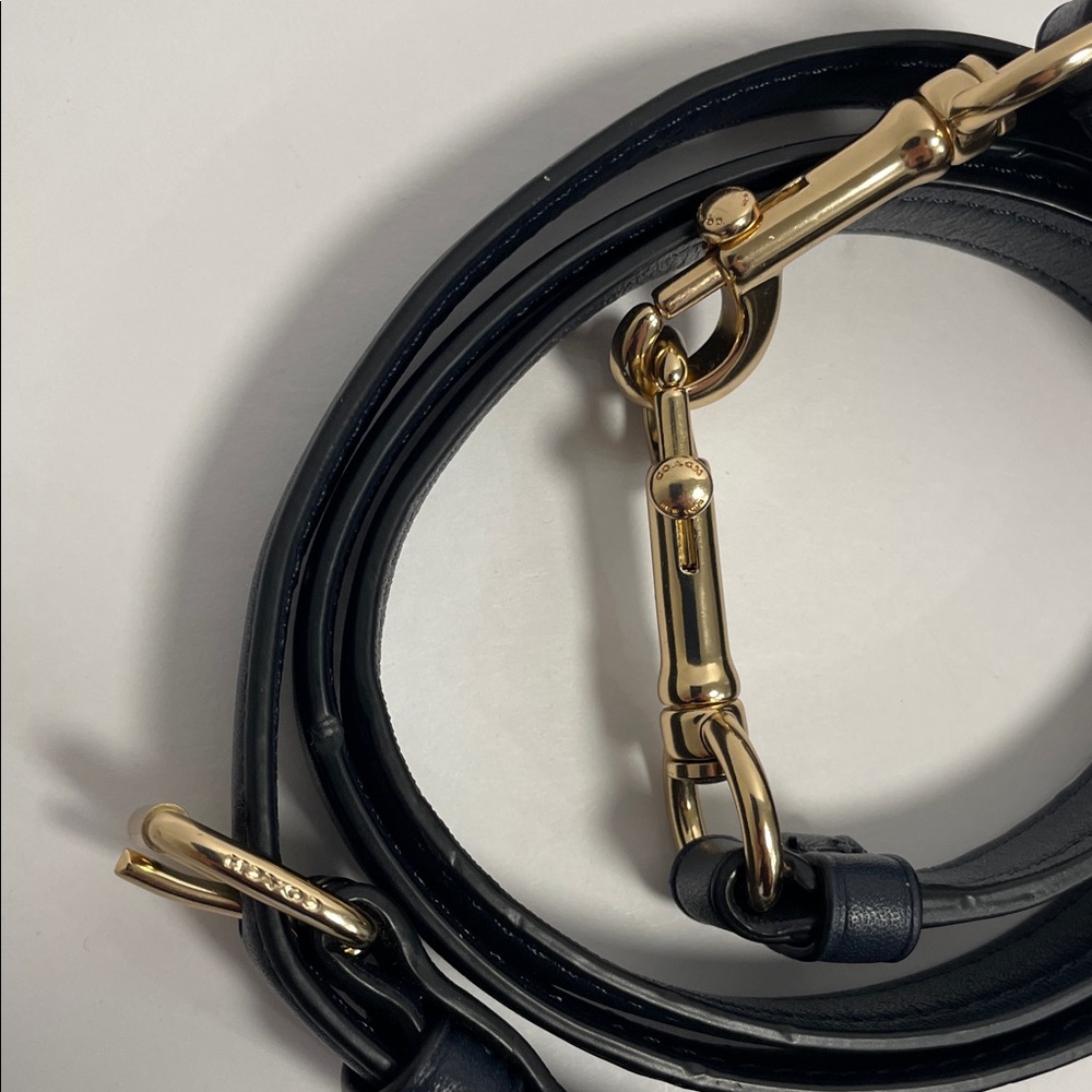 NWOT Coach Leather Adjustable Bag Strap | Navy Blue - Picture 4 of 7